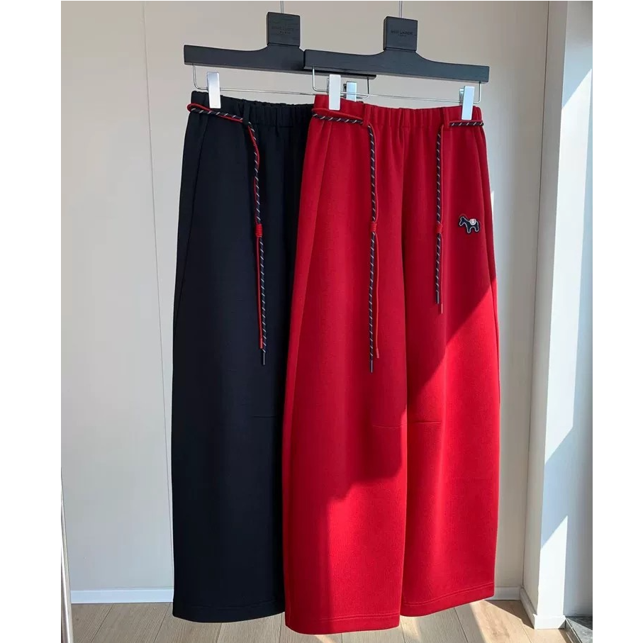 【裤子】 霞休闲宽松高腰垂感直筒裤显瘦百搭