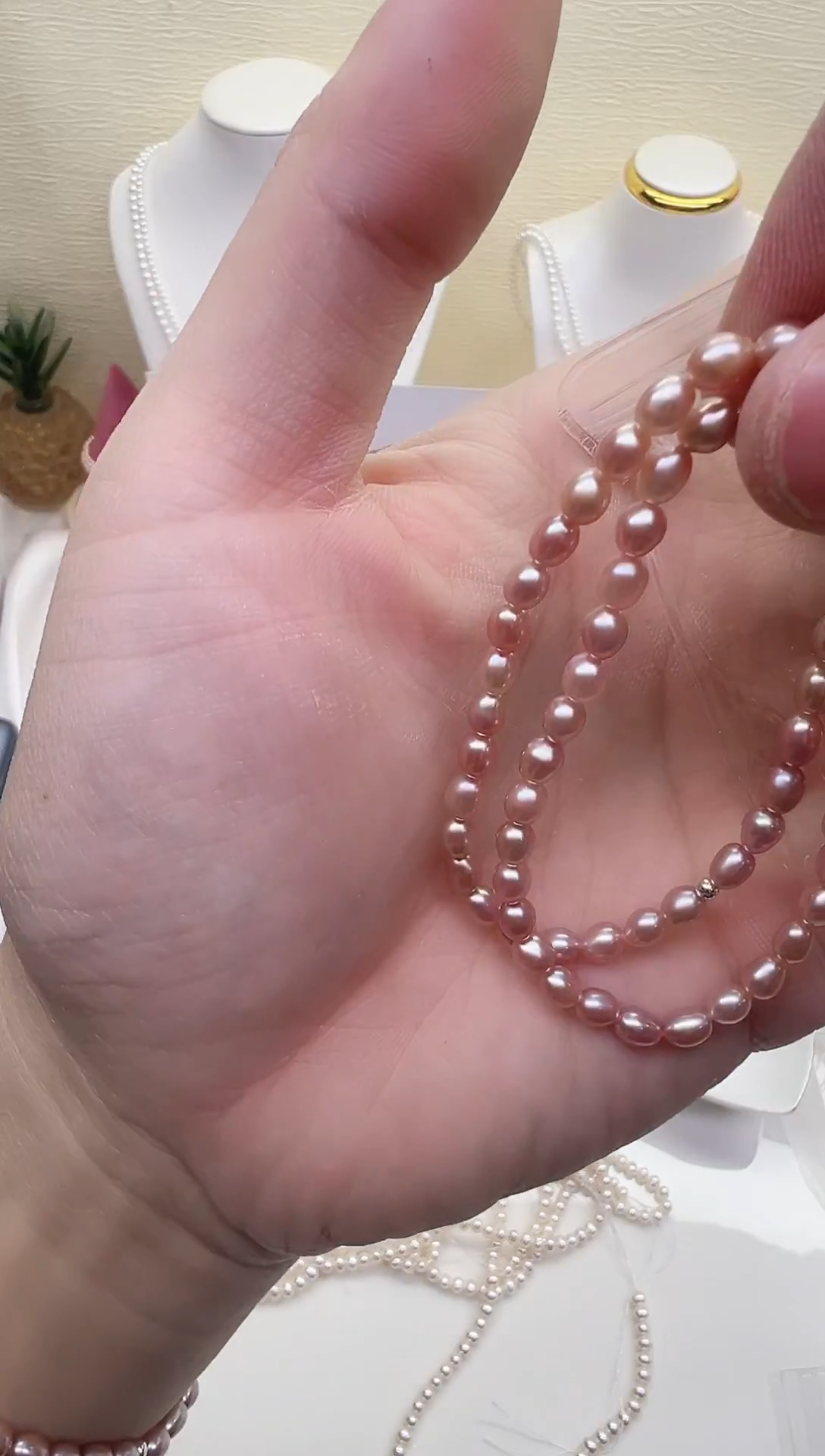 未镶嵌手链淡水珍珠浅紫色小胖子5-5.5mm