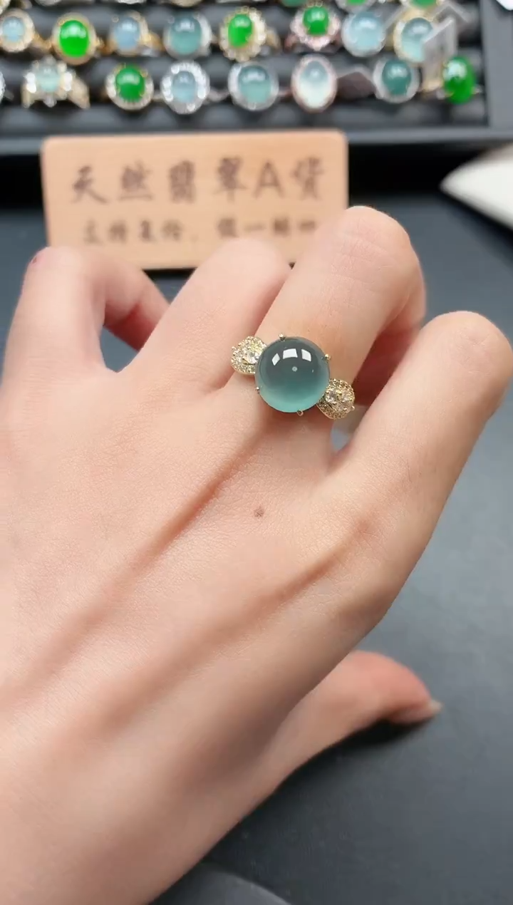 银S925镶嵌戒指翡翠111