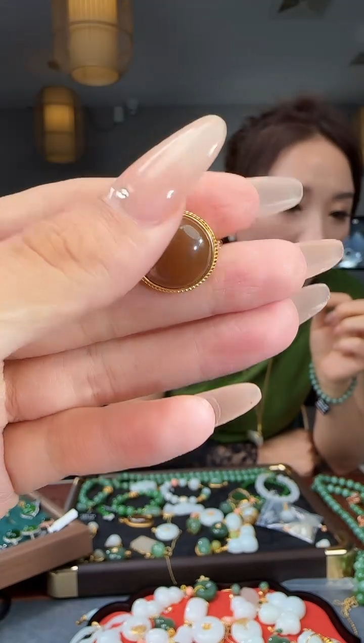 和田玉戒指银S925镶嵌1