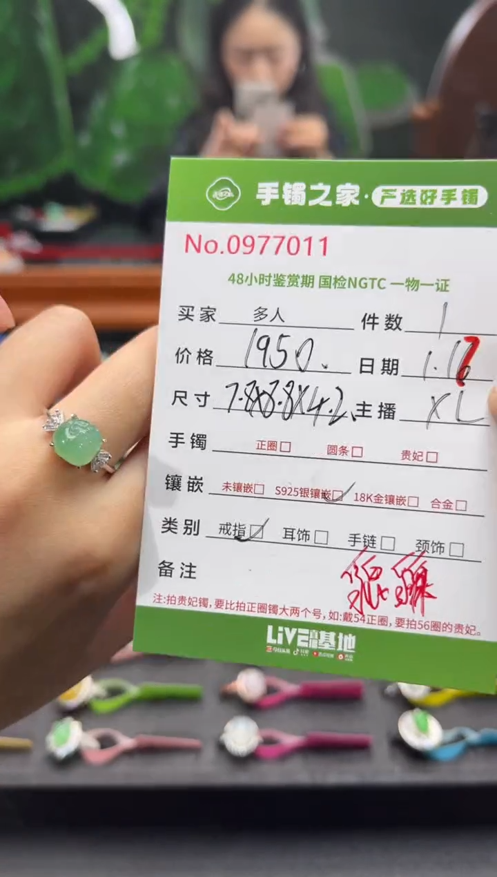 【闪购商品】翡翠戒指银S925镶嵌多人