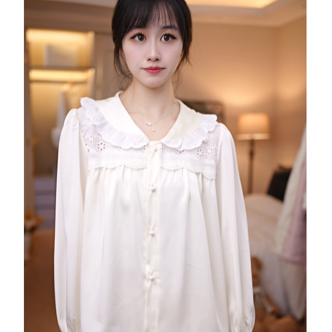  查理夫人【无编码2】丝款睡衣套装睡衣秋冬长袖休闲家居服家居服