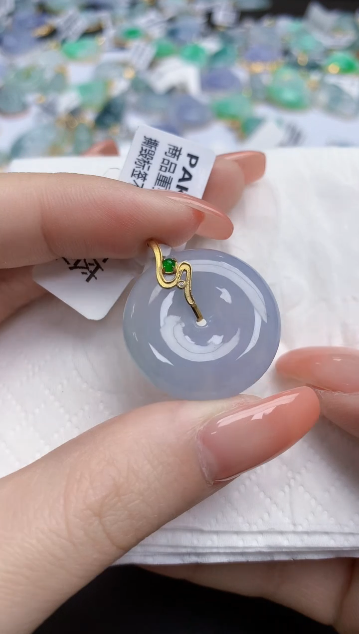 【闪购商品】翡翠颈饰18K金镶嵌天然缅甸翡翠A货