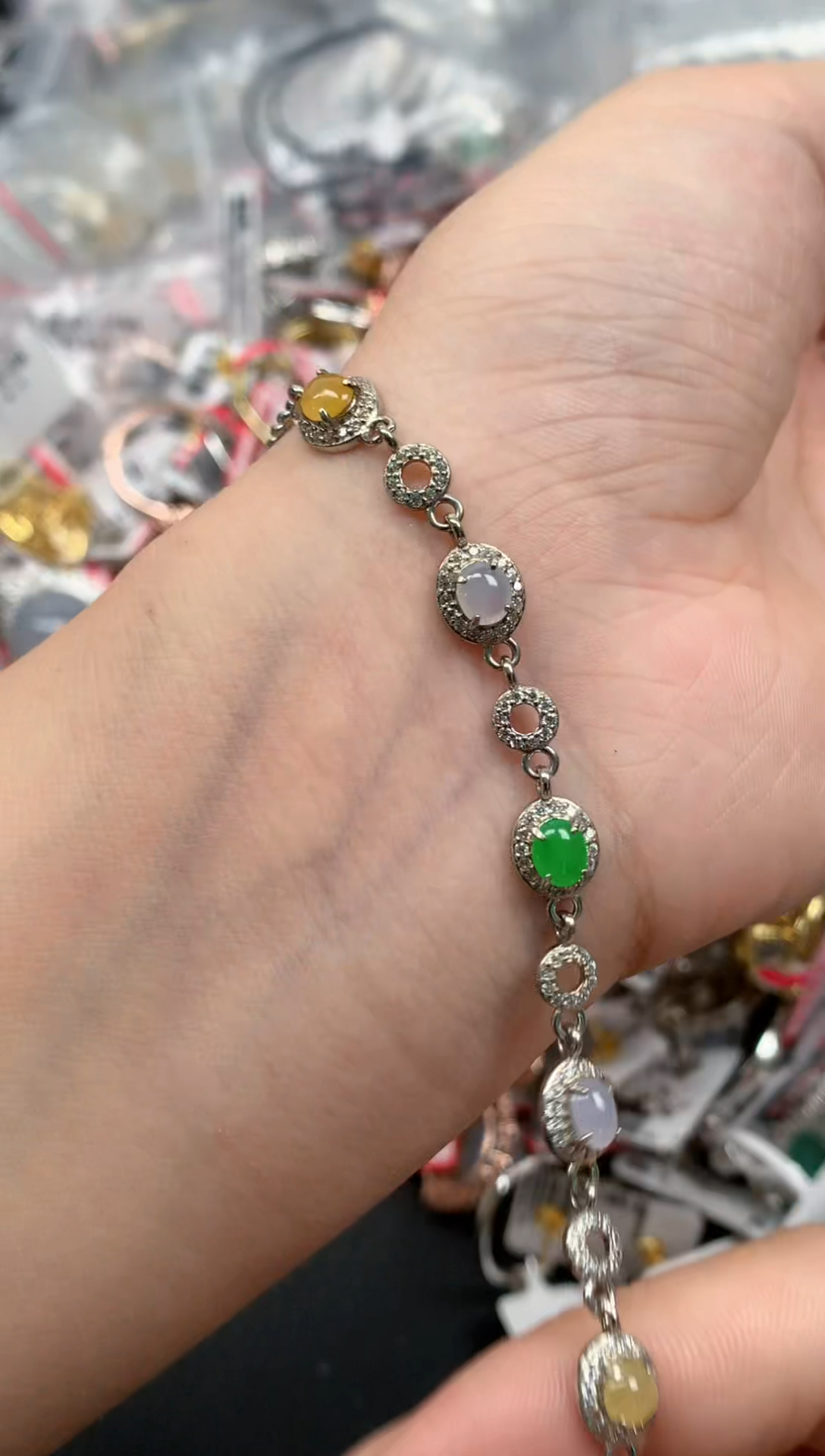 翡翠戒指银S925镶嵌天然A货缅甸翡翠