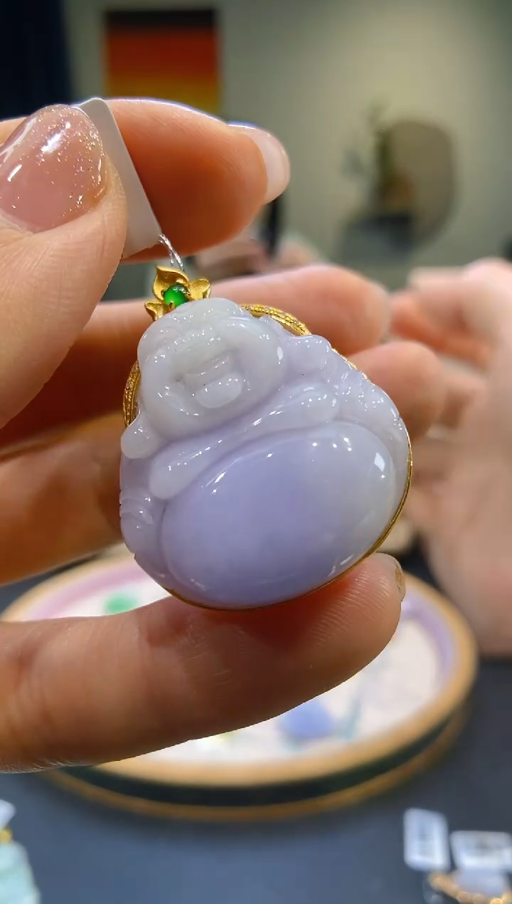 【闪购商品】翡翠18K金镶嵌吊坠(不含链)佛公