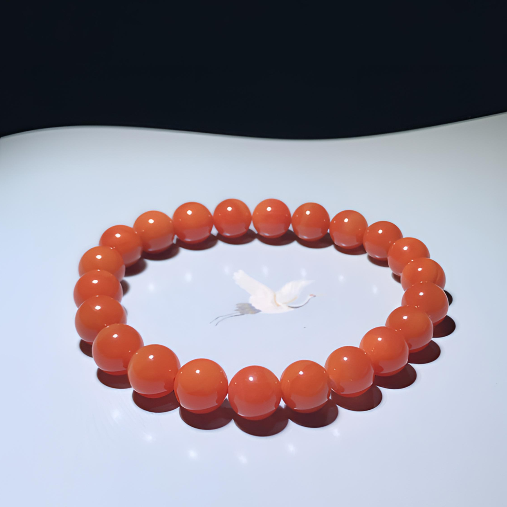 保山南红原矿单圈手串纯手工柿子红时尚素圈百搭气质民族风