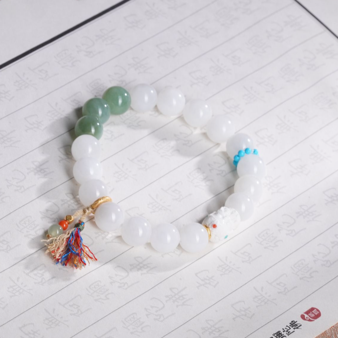 天然和田玉白玉单圈手串简约百搭设计款—多样性发其一