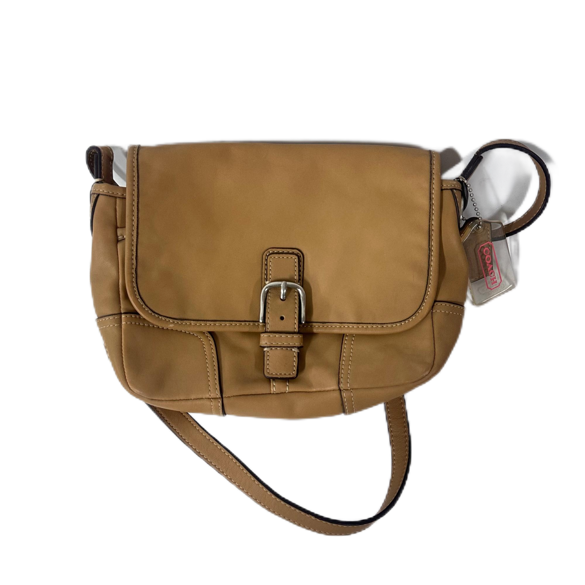 95新 COACH/蔻驰 棕色全皮单肩斜挎马鞍包 Y-50064-B