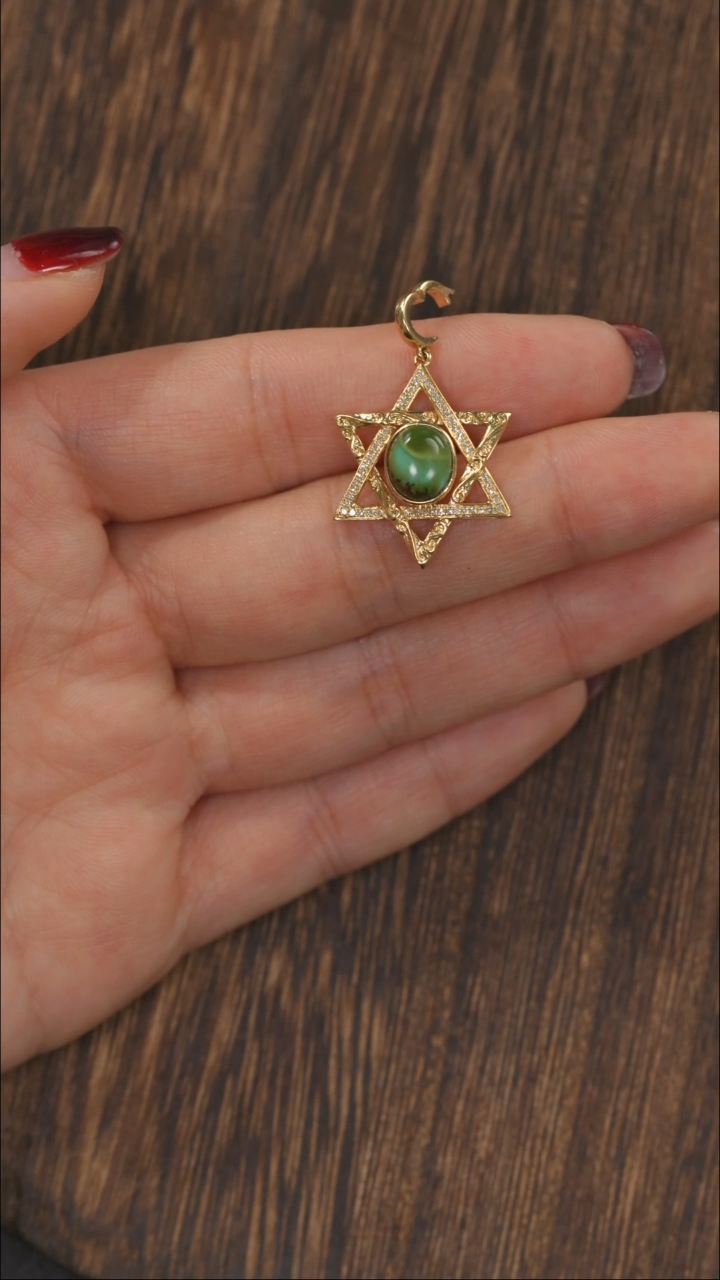 【闪购商品】绿松石挂饰18K金镶嵌1