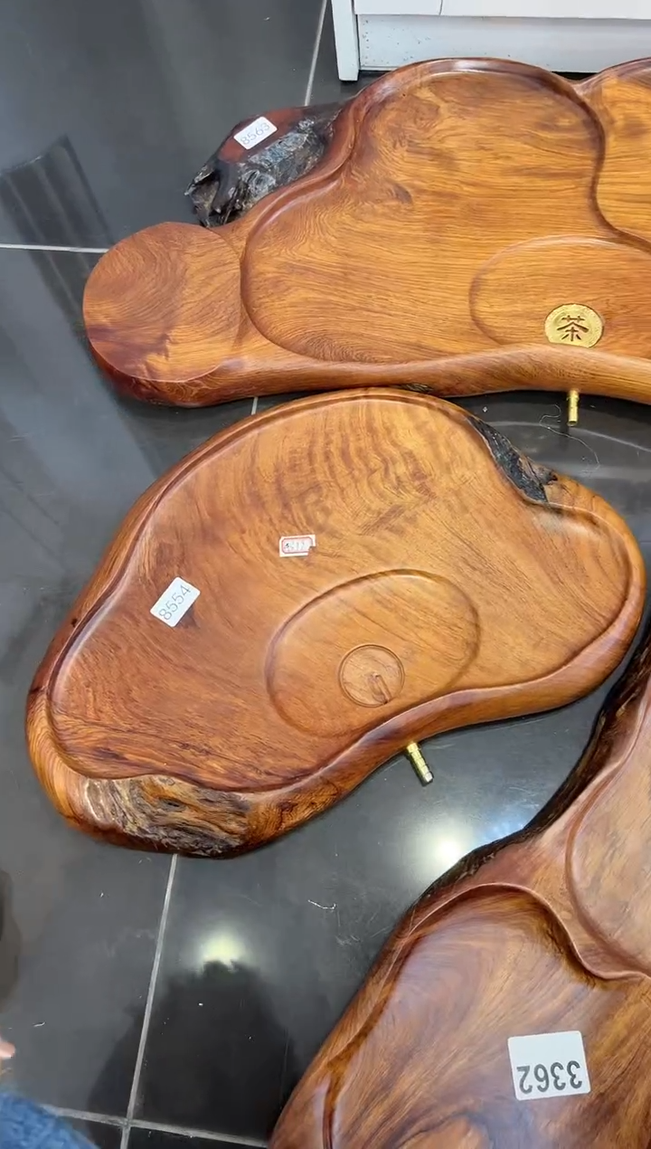 【闪购商品】大果紫檀（缅甸花梨）茶盘8554