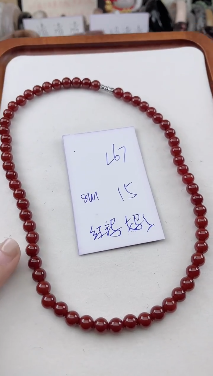 未镶嵌手镯石英质玉L67红妈妈链8MM