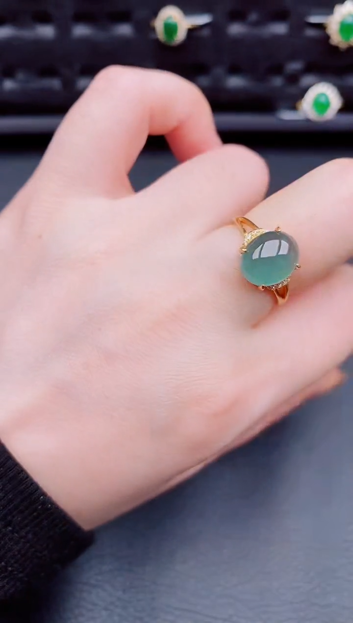 【闪购商品】翡翠戒指银S925镶嵌天然a货翡翠269