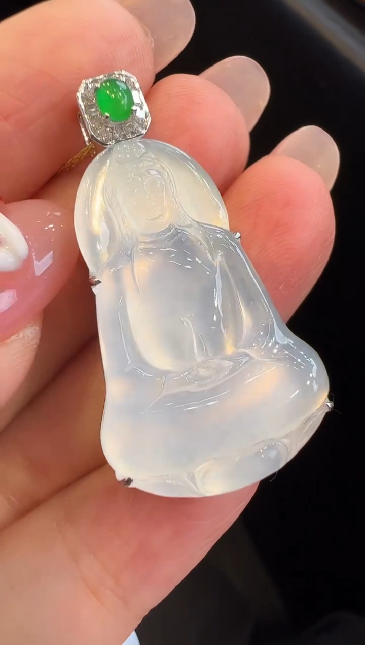 吊坠(不含链)18K金镶嵌翡翠吊坠