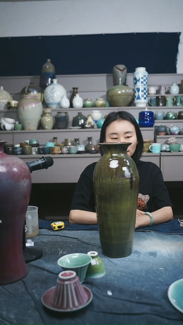 碗浪鬼釉绘柴烧浪鬼釉绘柴烧花器