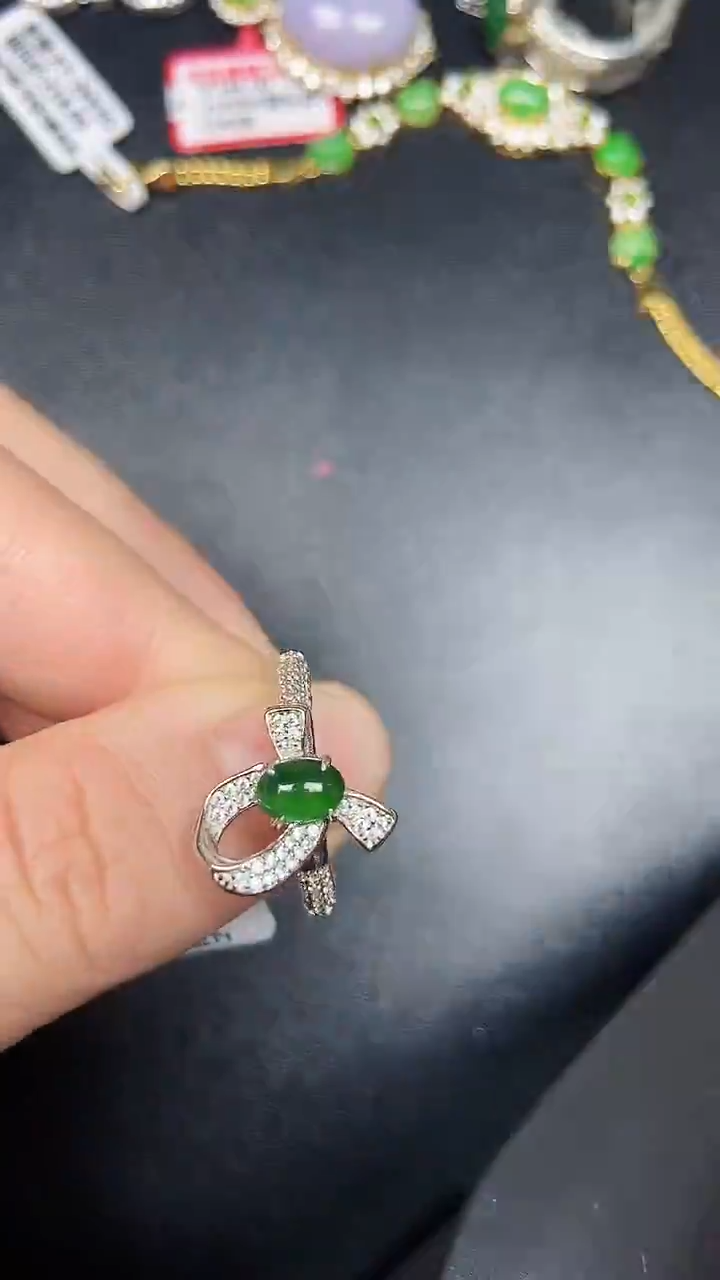 银S925镶嵌戒指翡翠7100