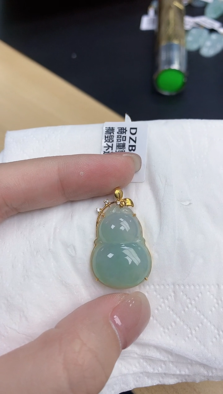 【闪购商品】翡翠颈饰18K金镶嵌天然缅甸翡翠A货