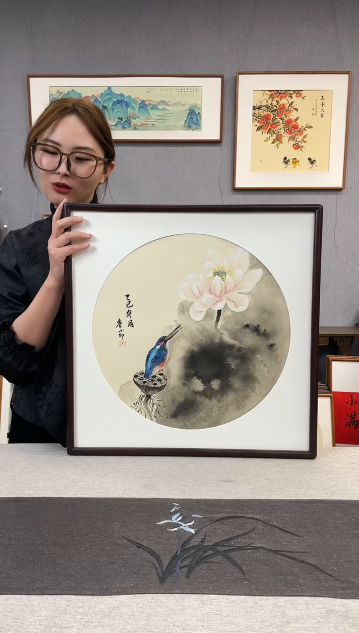 【闪购商品】国画手写手绘带框作品-52*52-