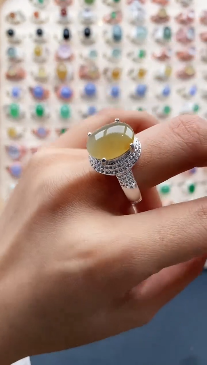 【闪购商品】翡翠戒指未镶嵌缅甸天然A货翡翠444   2+3