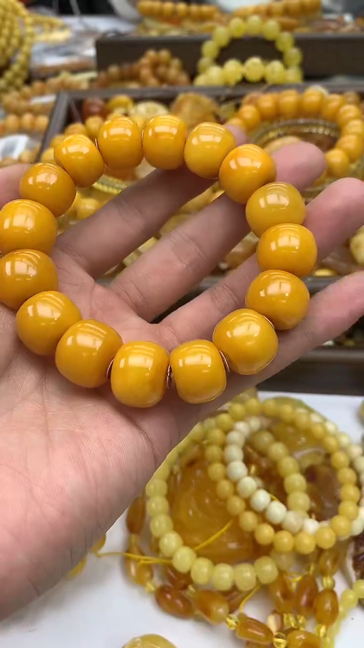 裸石琥珀未镶嵌手串卡17