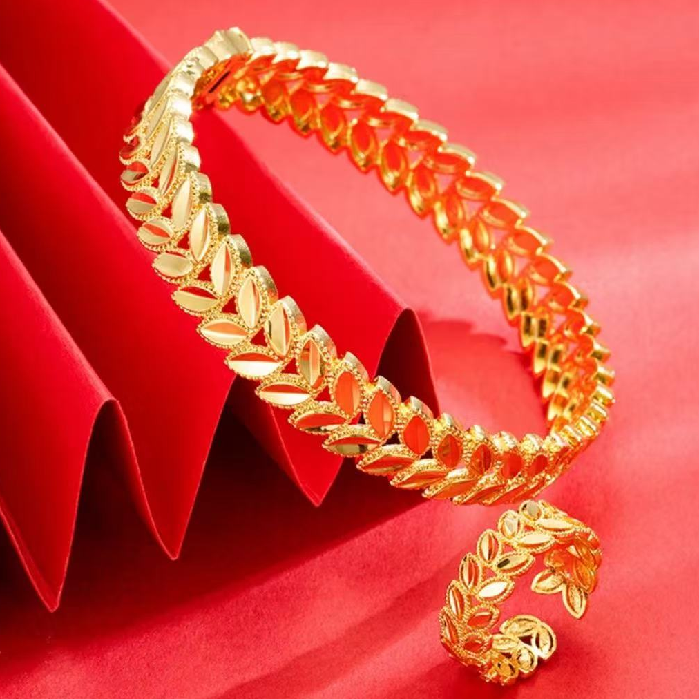 【王总】卡口双层叶子手镯麦穗开口合金戒指