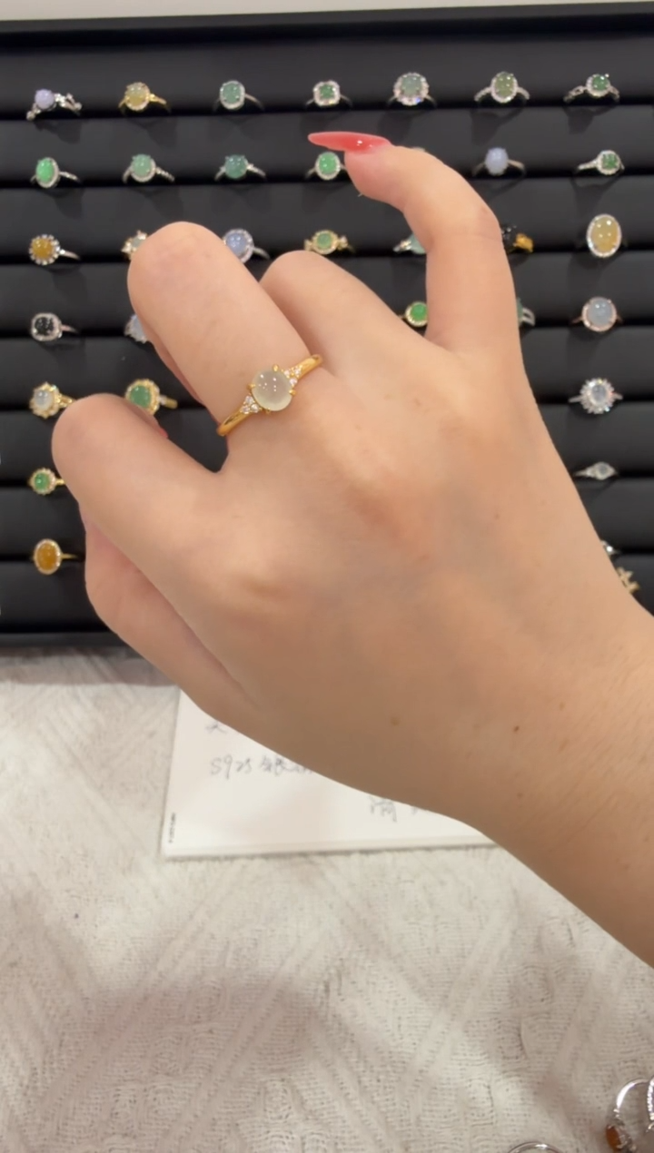 银S925镶嵌戒指翡翠020