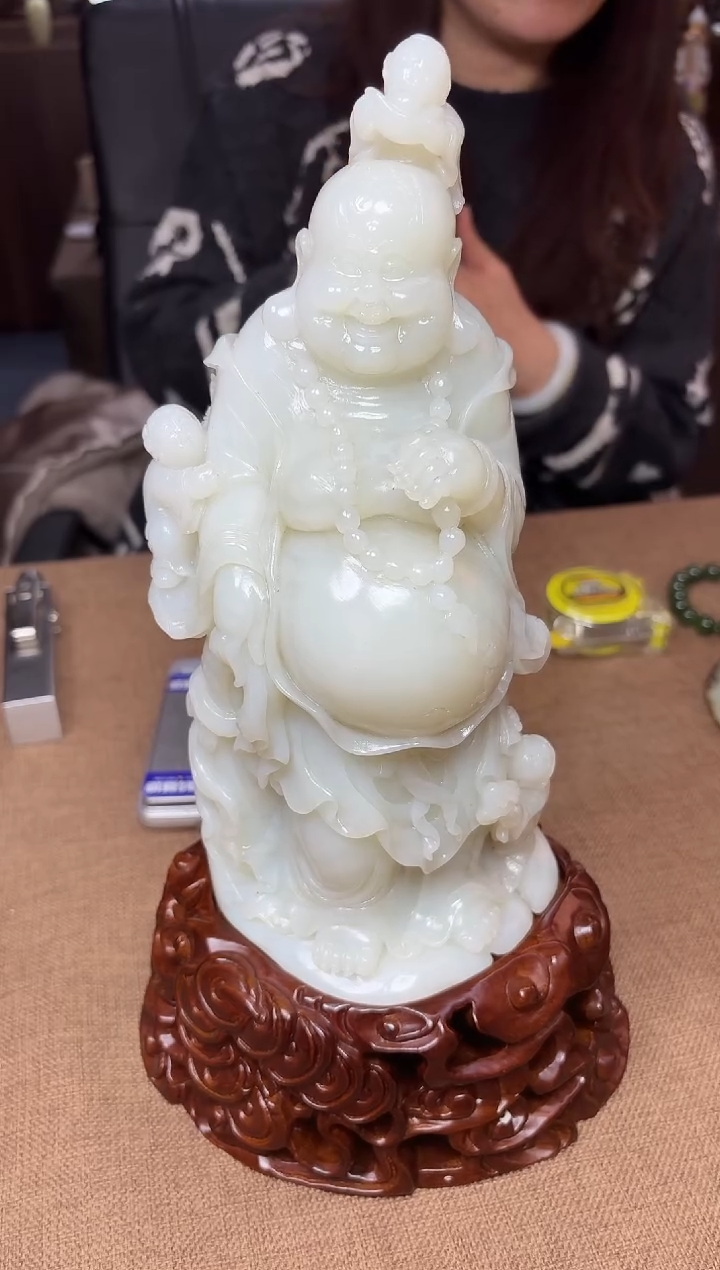 【闪购商品】和田玉颈饰未镶嵌羊脂白童子闹弥勒摆1