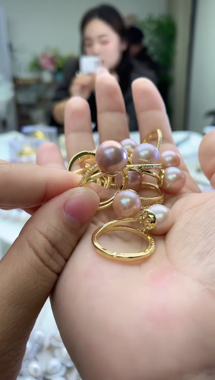 未镶嵌戒指淡水珍珠粉紫色系10-11mm (多样性发一）
