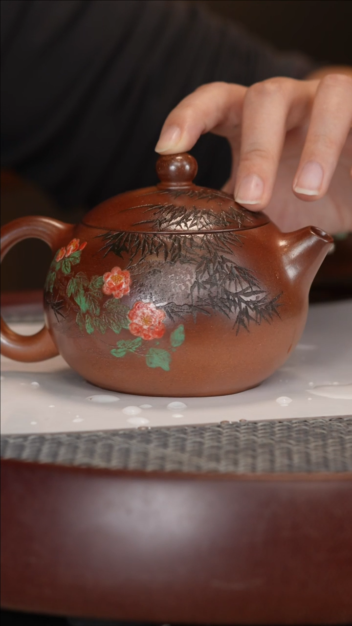 【闪购商品】紫砂茶壶火云烧西施+花开富贵