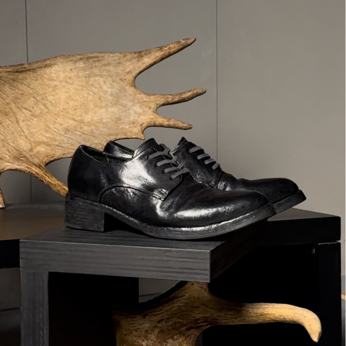 肉哥出品尖头2600L水洗马皮低帮德比鞋固特异暗黑先锋CCP休闲皮鞋