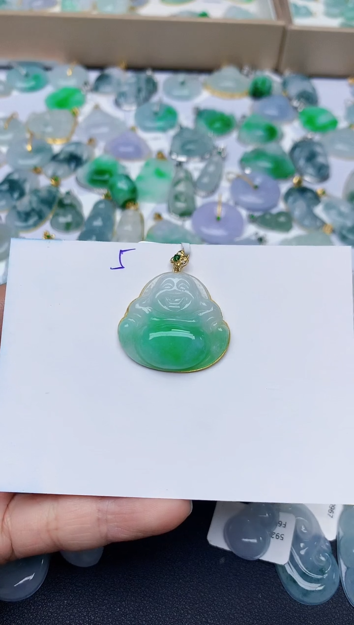 【闪购商品】翡翠颈饰18K金镶嵌天然翡翠A货