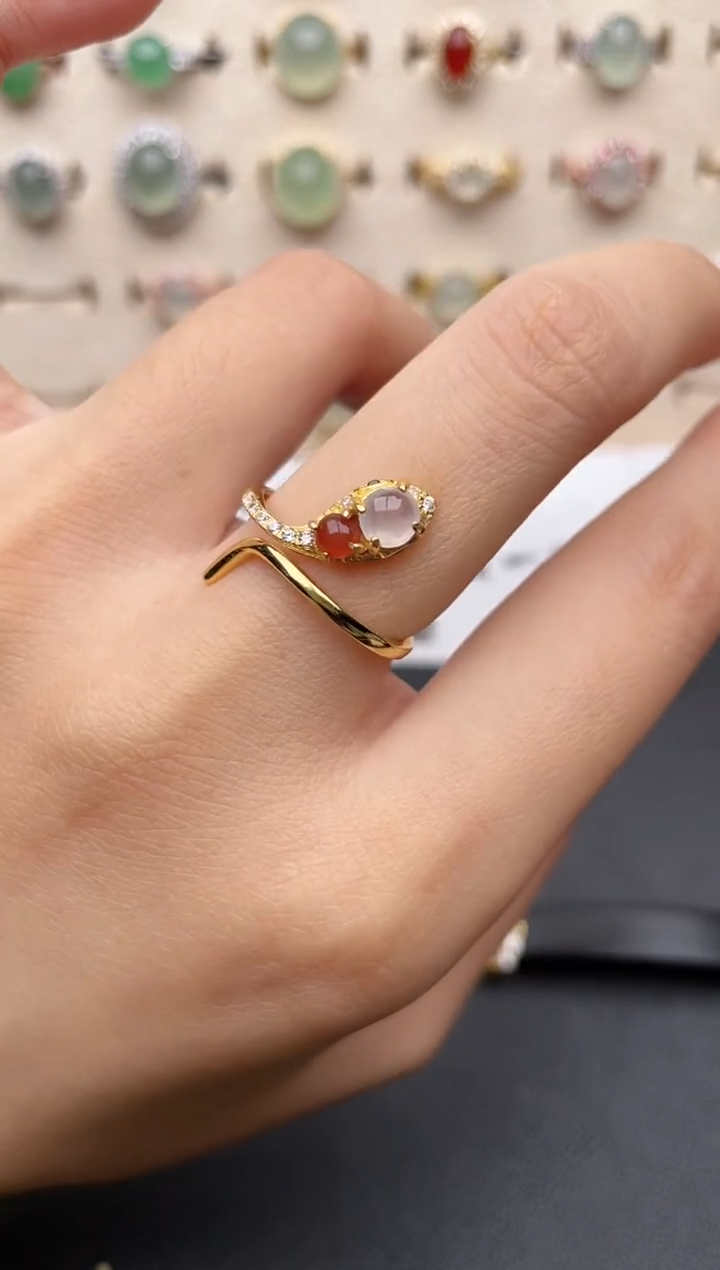 【闪购商品】翡翠戒指银S925镶嵌一物一证一礼盒