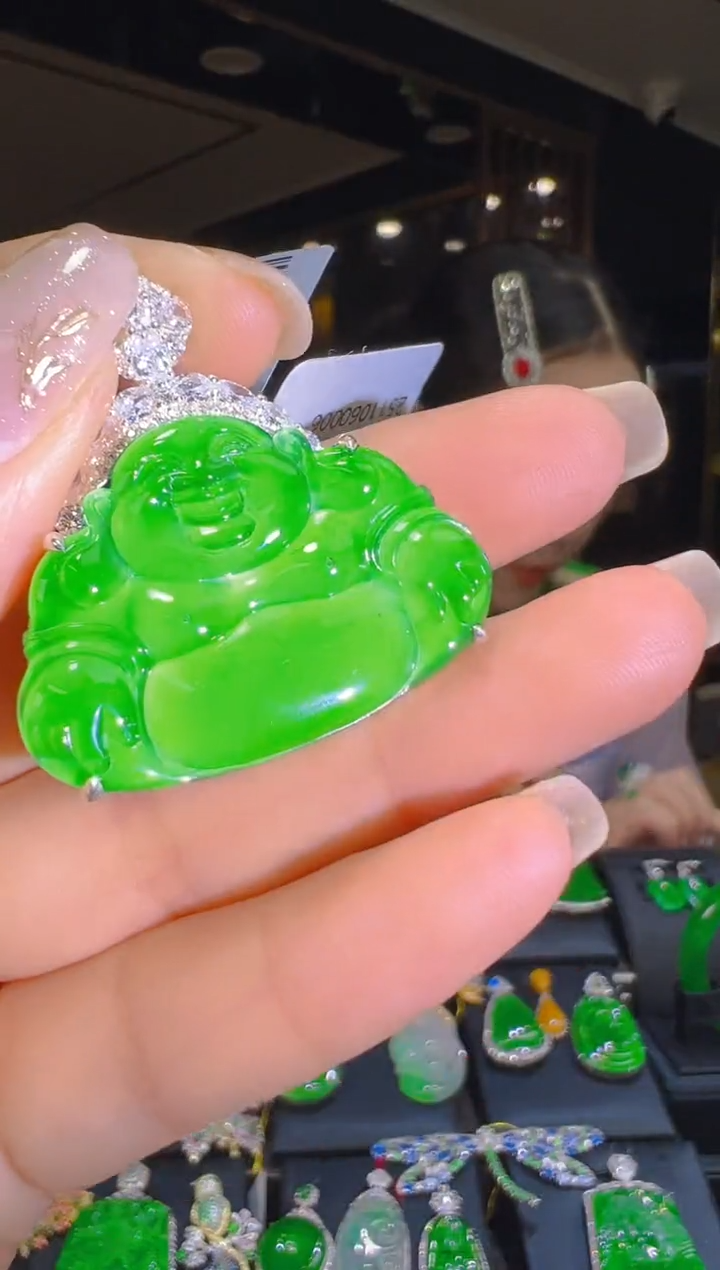 吊坠(赠链)银S925镶嵌翡翠039（多样性发其一）