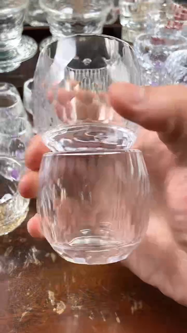 【闪购商品】玺宴新款水晶单色实心多面茶碗2个装