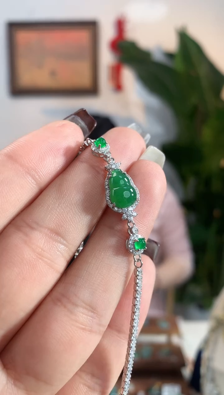 【闪购商品】翡翠手链银S925镶嵌手链