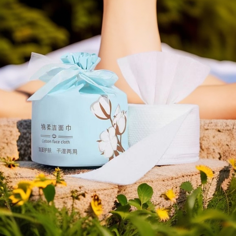棉甜玥玥丨4卷一次性亲肤洗脸巾珍珠纹亲肤洁面巾干湿两用洗脸巾