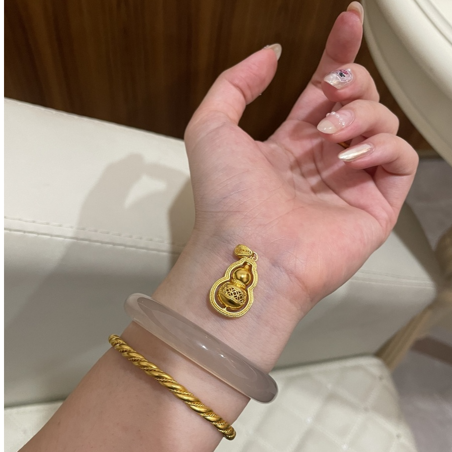 吊坠足银 葫芦吊坠女士时来运转旋转福禄挂坠项链百搭毛衣链