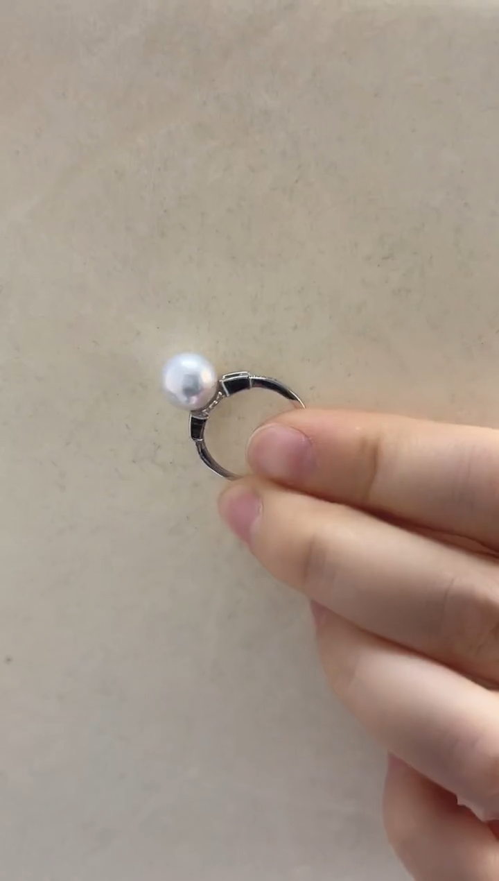 银S925镶嵌戒指淡水珍珠筑*巢10戒指