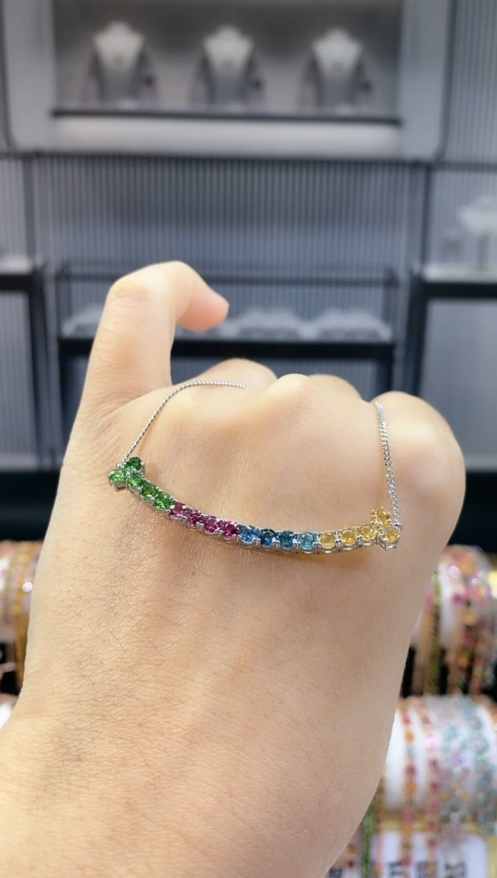 银S925镶嵌项链碧玺355555555555