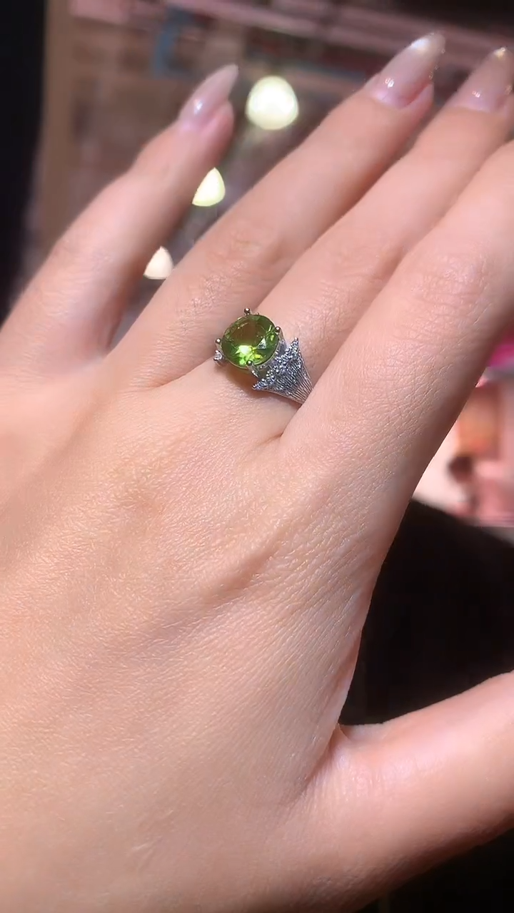 银S925镶嵌戒指橄榄石【宝石世家严选】