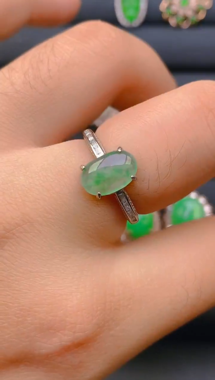 【闪购商品】翡翠戒指银S925镶嵌天然A货翡翠1
