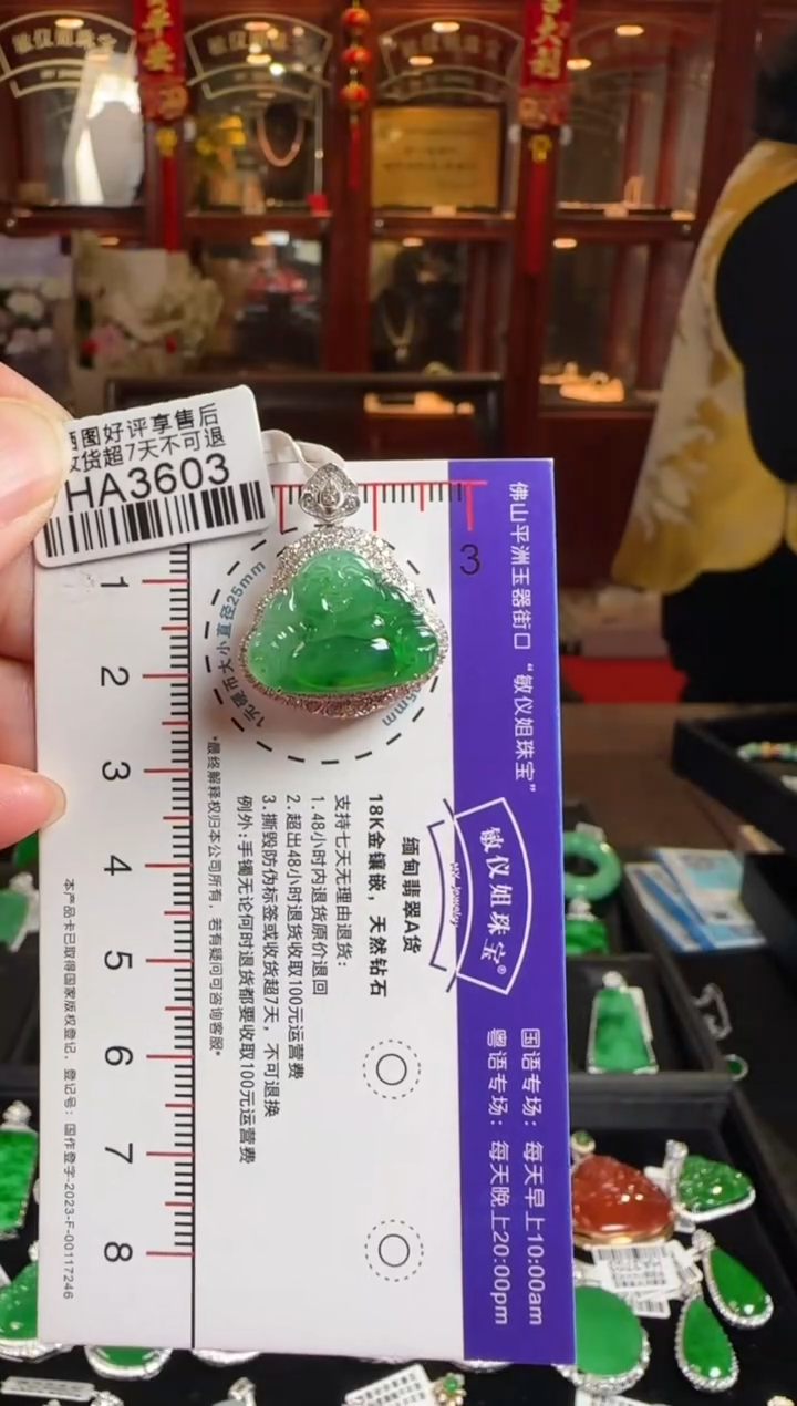 颈饰未镶嵌翡翠HA3603冰辣绿佛公