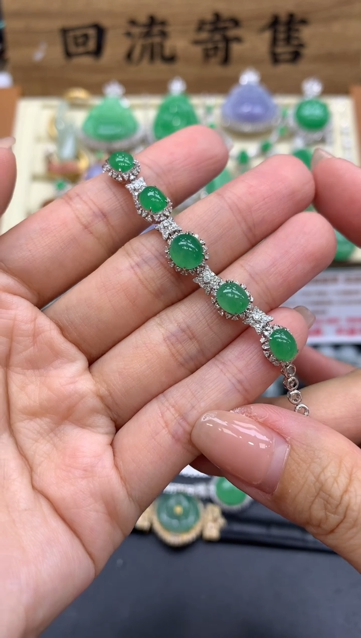 【闪购商品】翡翠手链18K金镶嵌542-中国好珍宝
