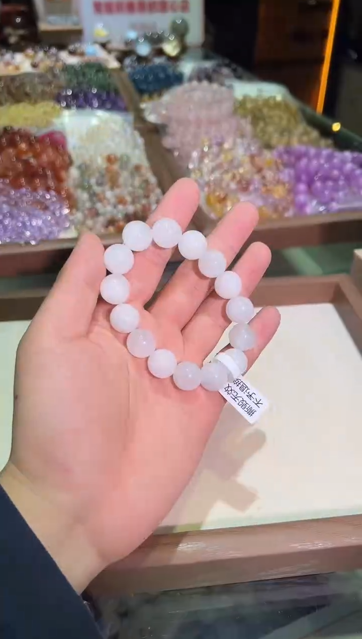未镶嵌手链水晶14mm+玉化白兔毛（多样性发一）