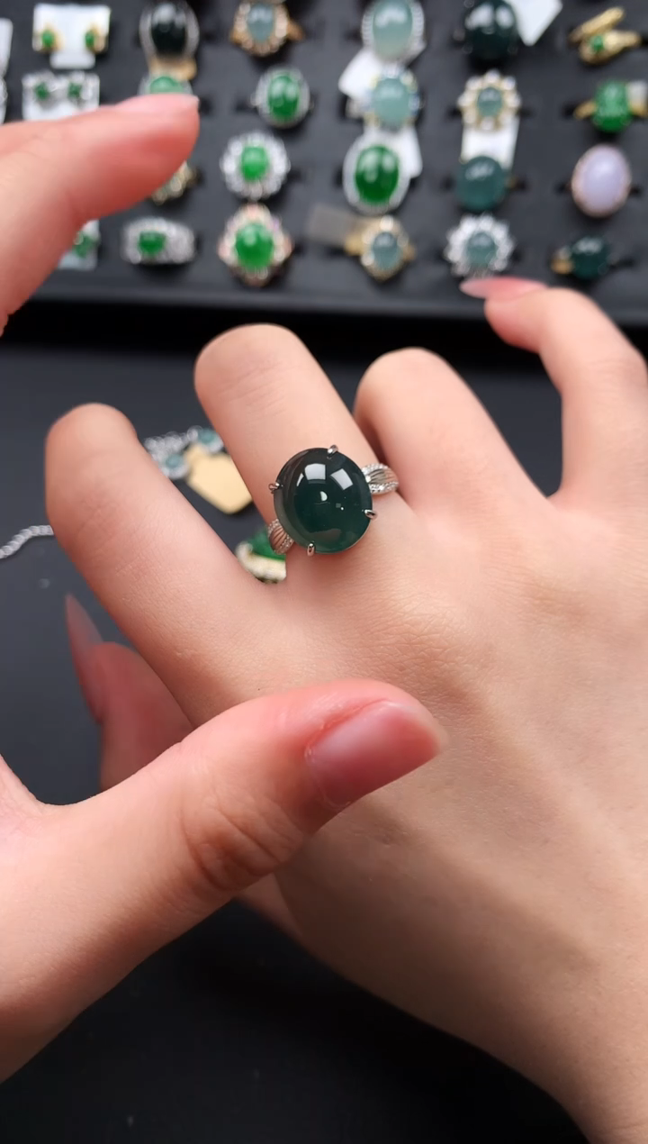 【闪购商品】翡翠戒指银S925镶嵌52141