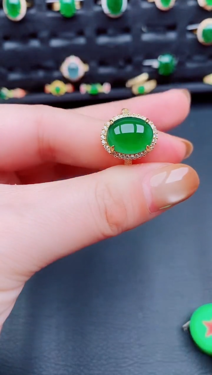 【闪购商品】翡翠戒指银S925镶嵌天然a货翡翠188