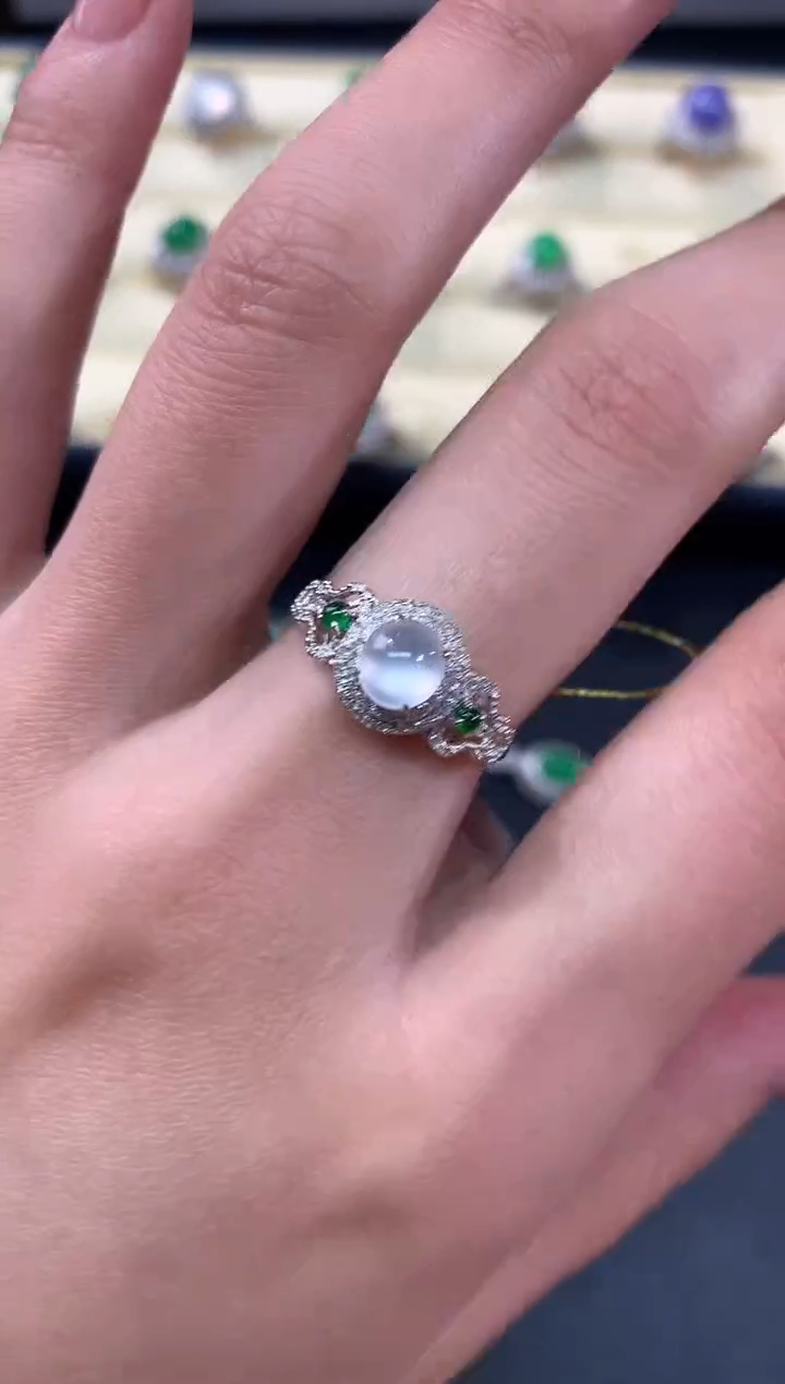 【闪购商品】翡翠戒指18K金镶嵌戒指A304|2980