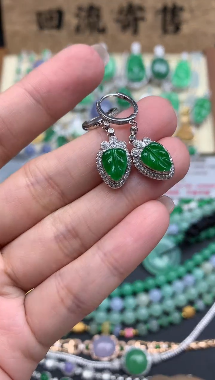 【闪购商品】翡翠耳饰18K金镶嵌446-中国好珍宝