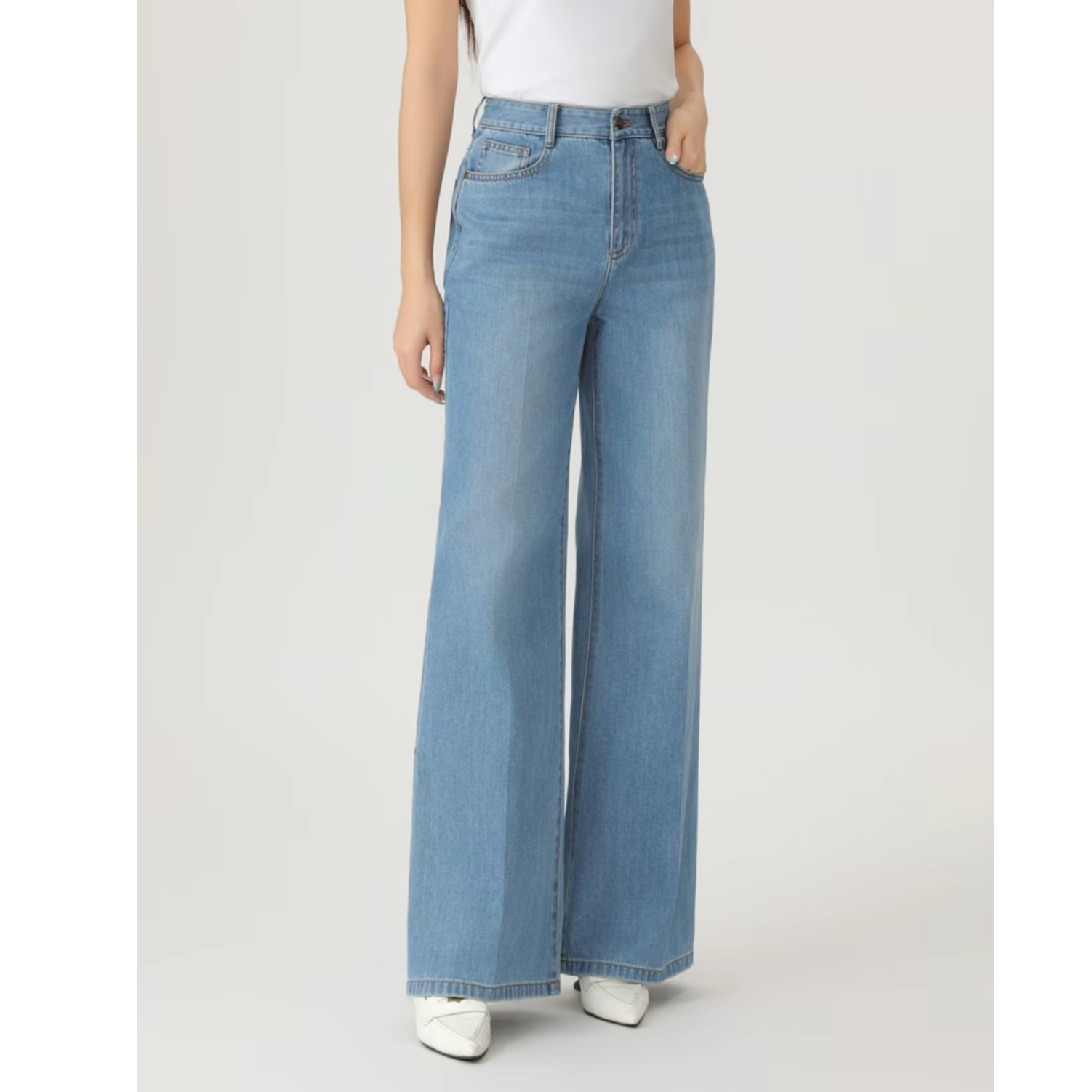 AMASS/阿玛施复古港风宽松喇叭裤时尚百搭阔腿牛仔裤510038