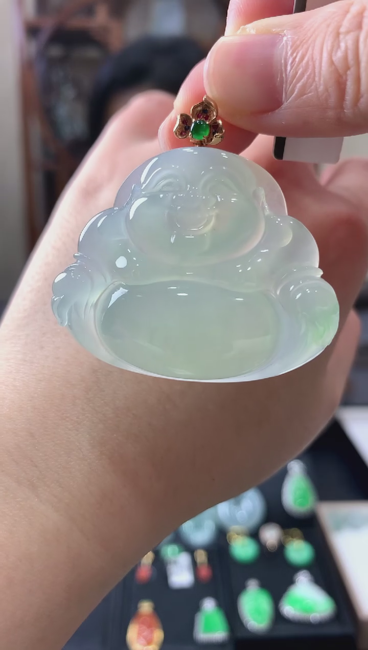 【闪购商品】翡翠吊坠(不含链)18K金镶嵌挂件