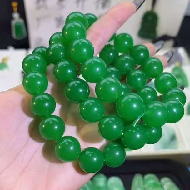 翡翠手串满绿色10mm